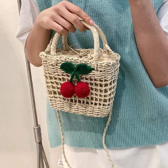 Cherry Straw Crossbody Bag - Picture 2 of 4